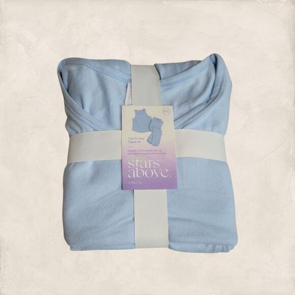 Stars Above Light Blue Pajama Set Tank Top Drawstring Pants Size XXL - Picture 1 of 9